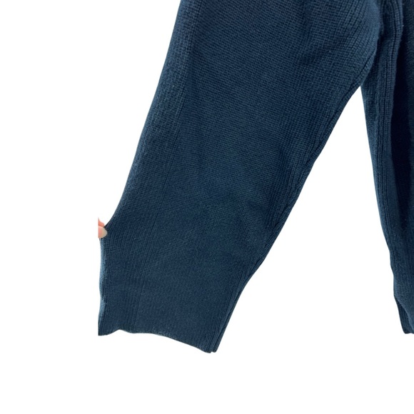 Liz Claiborne Collection L cotton rayon collared keyhole sweater navy casual - Picture 2 of 8